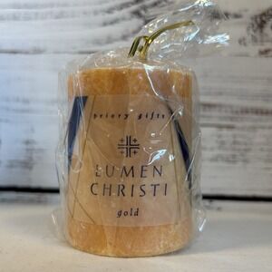 Priory Gifts Lumen Christi Gold Candle 100% Palm Wax Hand Crafted Sisters Jesus